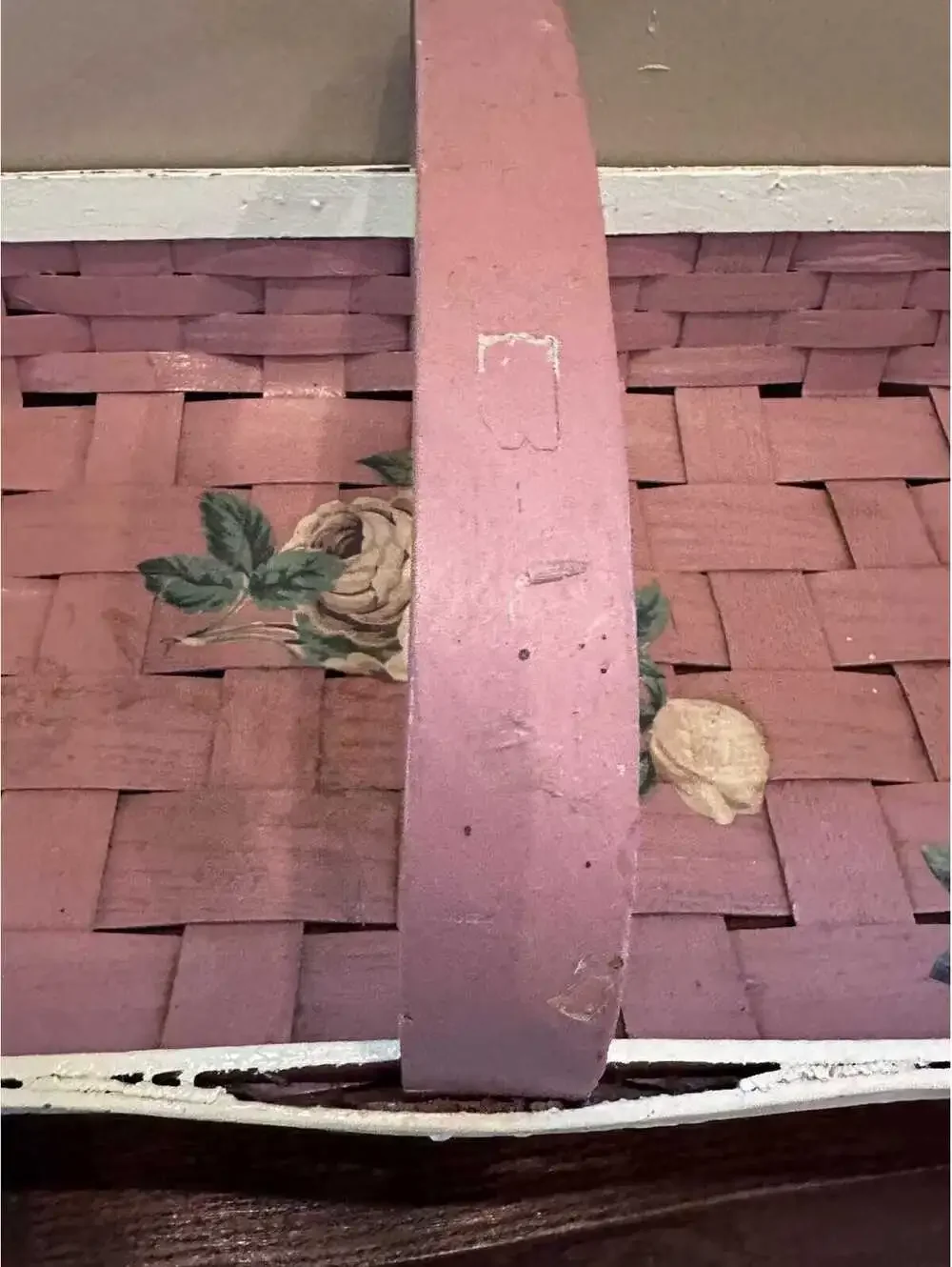 Vintage Mauve Flower Collecting Long Wooden Basket